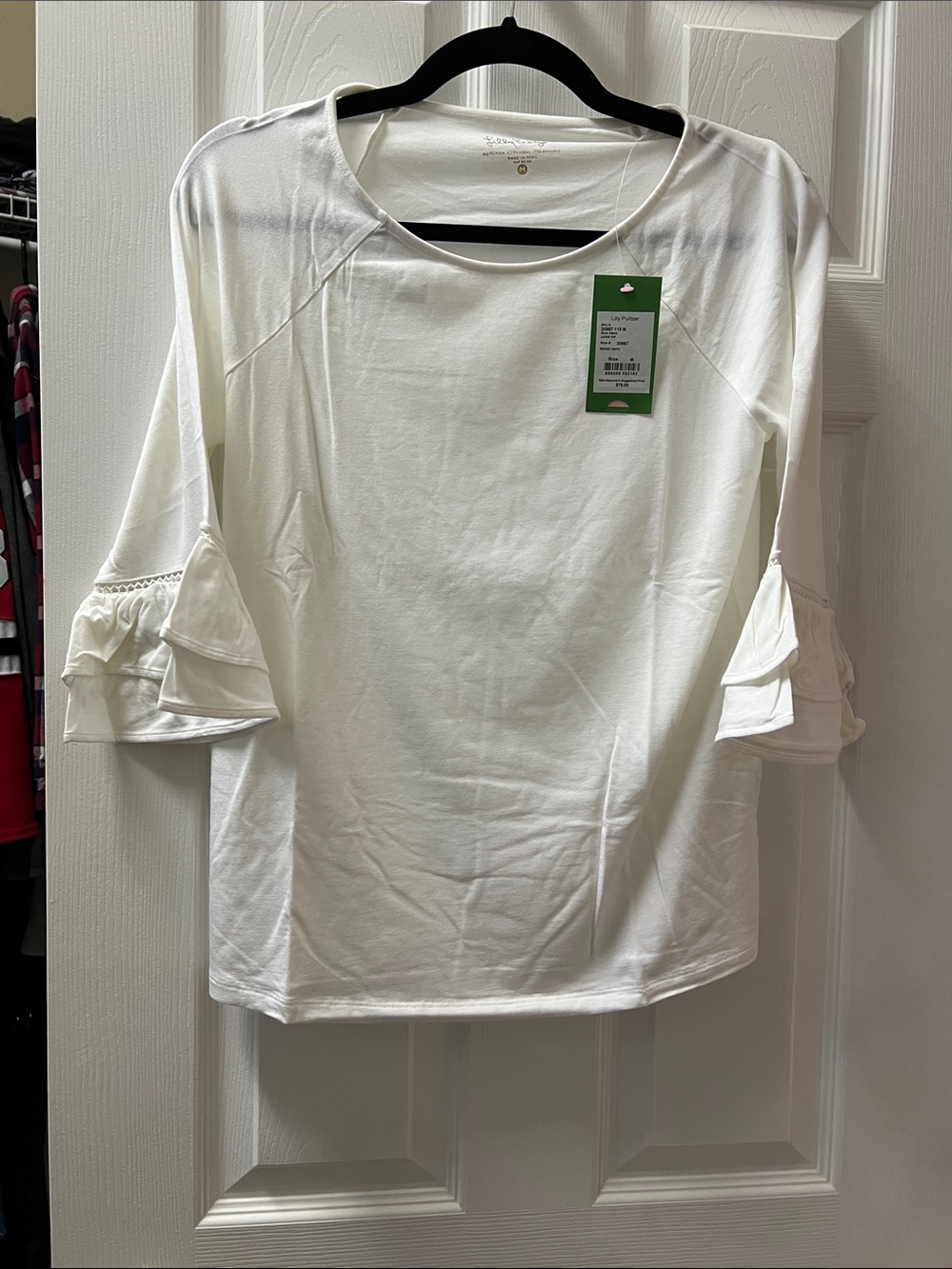 Lilly Pulitzer Laddie Women's White Ruffle Sleeve Top - Lightweight Casual